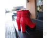 WUSIKY Bootsschuhe Damen Stiefeletten Boots Damen Absatzschuhe Stiefel Leder Schnürschuhe einfarbig runde Form
