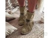 WUSIKY Stiefeletten Damen Bootsschuhe Boots Geschenk für Frauen Fashion lässig runde Kappe Rom Retro Fransen Peeling Stiefeletten Wohnungen Schuhe