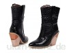 WUSIKY Stiefeletten Damen Bootsschuhe Boots Geschenk für Frauen Fashion Leder rutschfeste Keile Schuhe Spitz Cowboy Ankle Boots