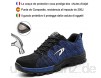Drecage Sicherheitsschuhe S3 Arbeitsschuhe mit Stahlkappe rutschfest Atmungsaktiv für Herren Damen Trekking Schutzschuhe Outdoor Sportlich Sneaker Blau 44 EU