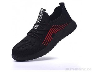 meng Sicherheitsschuhe Herren Arbeitsschuhe Damen Leicht Atmungsaktiv Schutzschuhe Stahlkappe Sneaker (Color : Black  Size : 36)