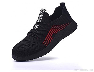 meng Sicherheitsschuhe Herren Arbeitsschuhe Damen Leicht Atmungsaktiv Schutzschuhe Stahlkappe Sneaker (Color : Black Size : 36)