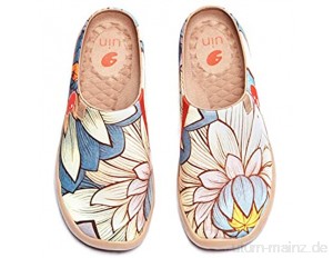 UIN Blossom Slipper Damen Hausschuhe Bequeme Reiseturnschuhe Mode gemalte Wanderschuhe Slip On Schuhe Canvas Mehrfarbig