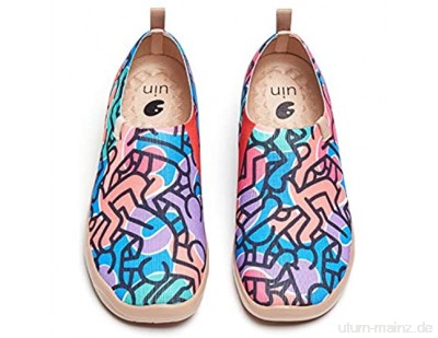 UIN Graffiti Art Damen Painted Slip On Schuhe Reiseschuhe Lässiger Fashional Sneaker Segelschuhe Gestrickt Mehrfarbig