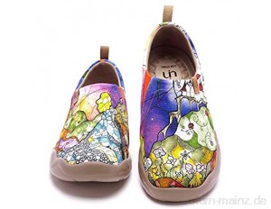 UIN Princess's Garden Damen Bequeme Fisch Reiseturnschuhe Mode gemalte Wanderschuhe Slip On Schuhe Canvas Violett