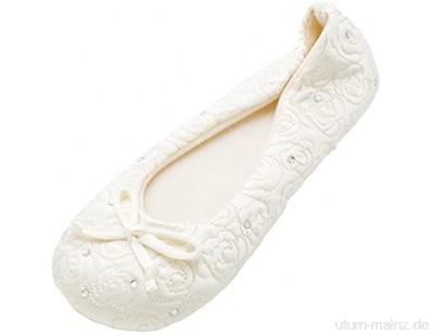 Isotoner Damen Ballerina Slippers with Terry Lined and Rose Quilt Ballerinas