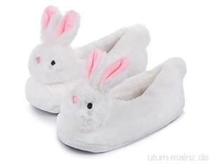 Katara Kaninchen Hausschuhe Kuschelige Plüsch-Latschen für Damen Herren Erwachsene Kinder als Geschenk  Pantoffeln 28cm EU Einheitsgröße 36-44  Weiß