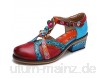 CrazycatZ Damen Leder Mary Jane Blockabsatz Bunte Schuhe Patchwork-Block Ferse Schuhe Bunte Sandalen mit Absätzen