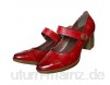 CrazycatZ Damen Leder Mary Jane Schuhe Bunt Embroided Bunt Block Heel Vintage Schuhe