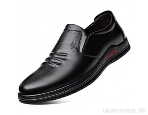 Casual-Schuhe der Herren  Lederrunde Zehe Doppel-elastisches Band  Flache untere Mode-Freizeitschuhe  Geeignet für Bankette  Hochzeiten  Arbeit usw. (Color : Black  Size : 45 EU)