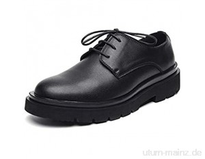 Lässige Schuhe Herren Oxford-Schuhe  klassische Business-Schnürung wasserdichte Kleidschuhe  echtes Leder-runde Zeh-Plattform-Ferse rutschfeste (Color : Black  Size : 40 EU)