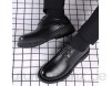 Lässige Schuhe Herren Oxford-Schuhe Massivfarbe-Leder-Drei-Augen-Schuhe und rutschfeste klassische formale Spitzen-Stirnband dick-Sohlen-Wachspitze-Flachschuhe (Color : Black Size : 42 EU)