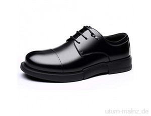 Lässige Schuhe Herren Oxford-Schuhe  Massivfarbe-Leder-Drei-Augen-Schuhe und rutschfeste klassische formale Spitzen-Stirnband  dick-Sohlen-Wachspitze-Flachschuhe (Color : Black  Size : 42 EU)